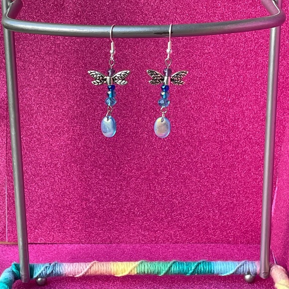 Dainty Dragonfly Earrings - Picture 2 of 2